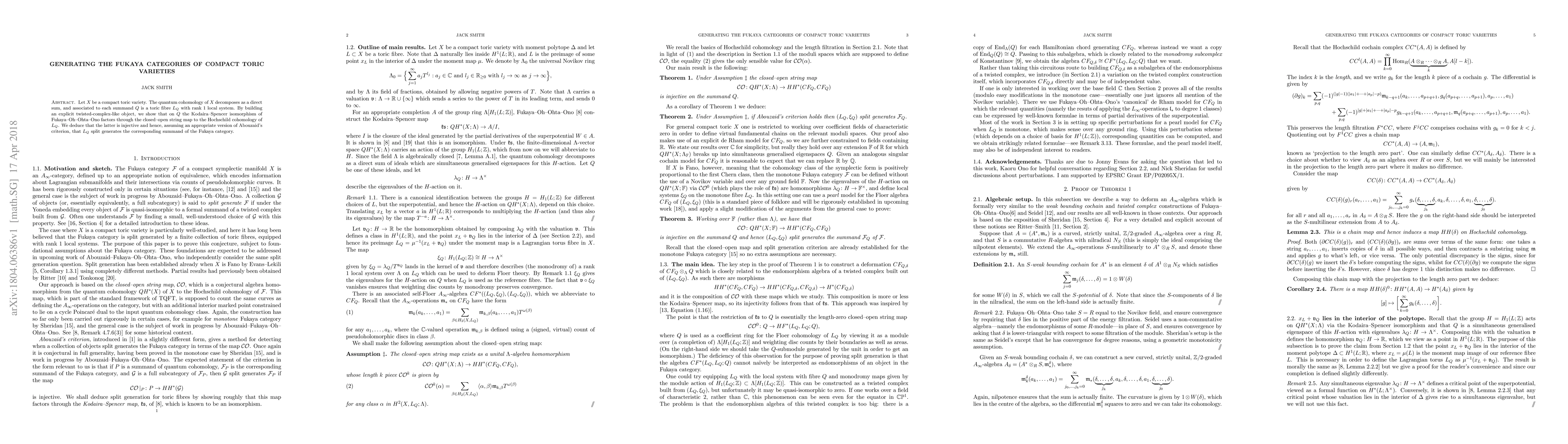 Thumbnail for Generating the Fukaya categories of compact toric varieties