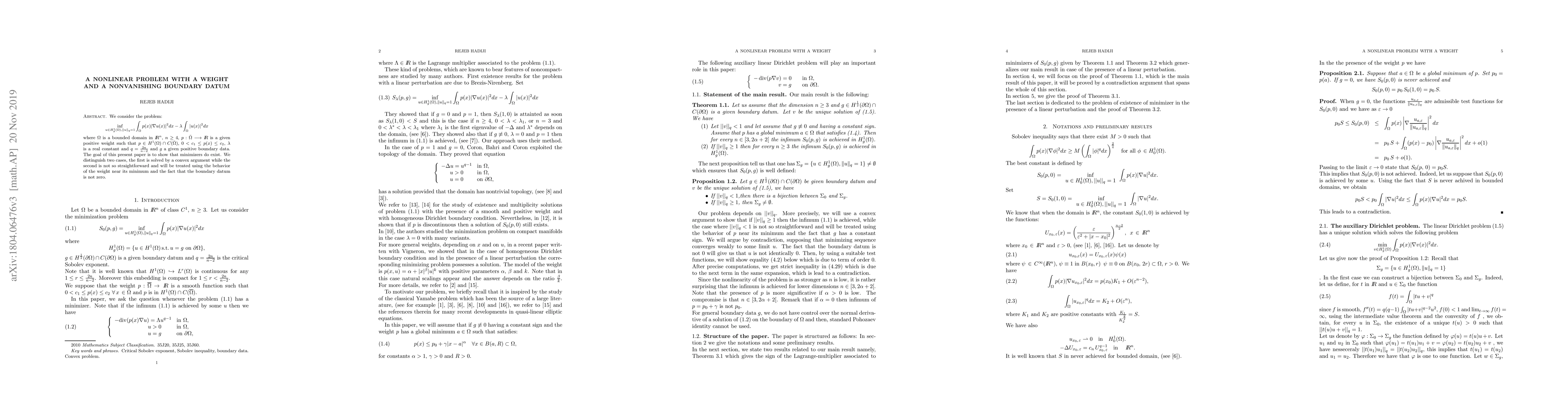 Thumbnail for A nonlinear problem witha weight and a nonvanishing boundary datum