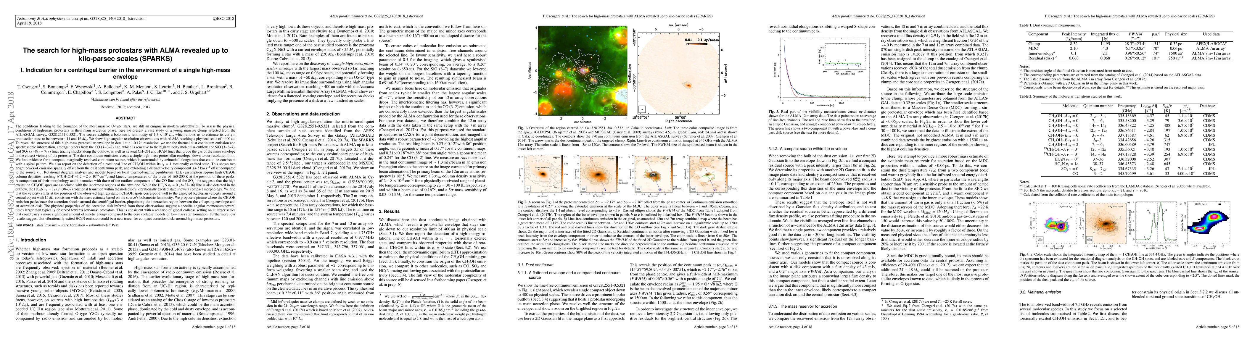Thumbnail for The search for high-mass protostars with ALMA revealed up to kilo-parsec
  scales (SPARKS): I. Indication for a centrifugal barrier in the environment
  of a single high-mass envelope
