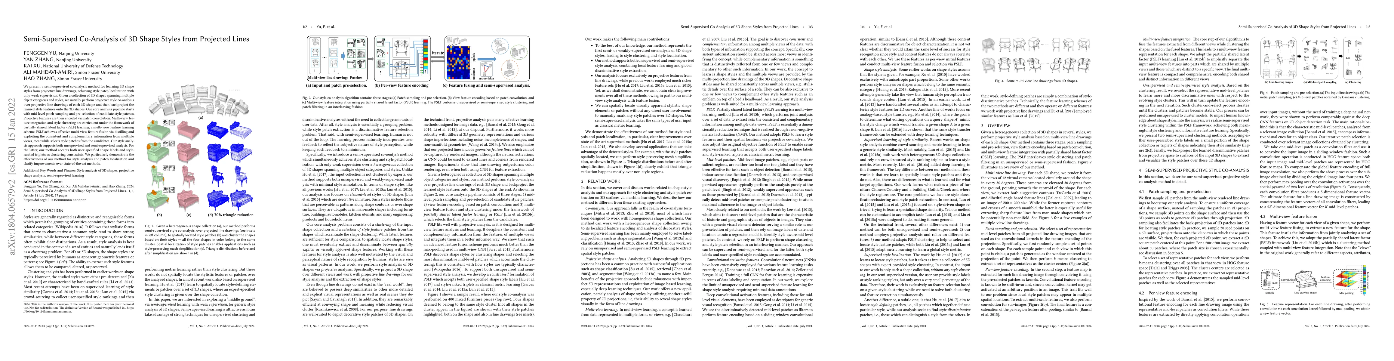 Thumbnail for Semi-Supervised Co-Analysis of 3D Shape Styles from Projected Lines
