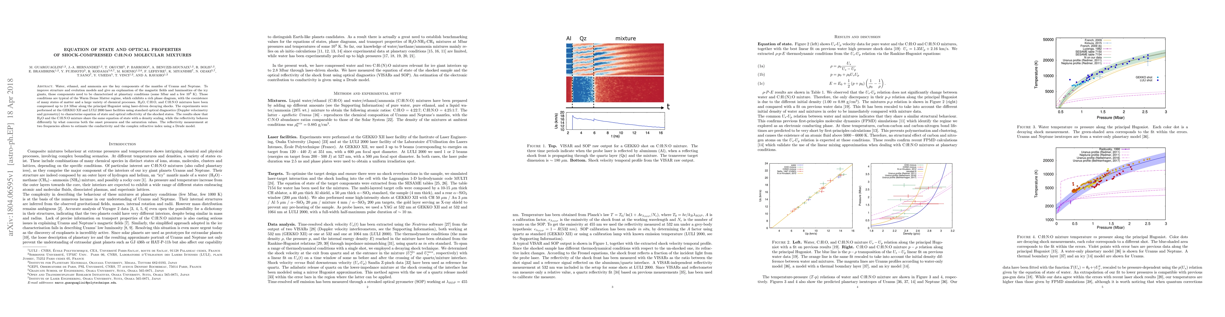 Thumbnail for Equation of state and optical properties of shock-compressed C:H:N:O
  molecular mixtures