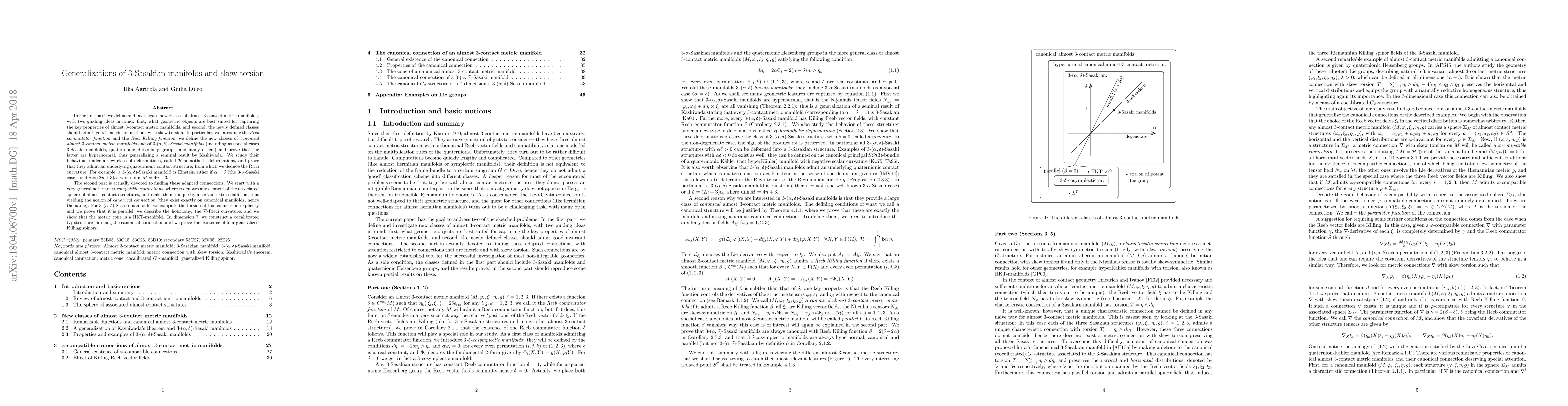 Thumbnail for Generalizations of 3-Sasakian manifolds and skew torsion