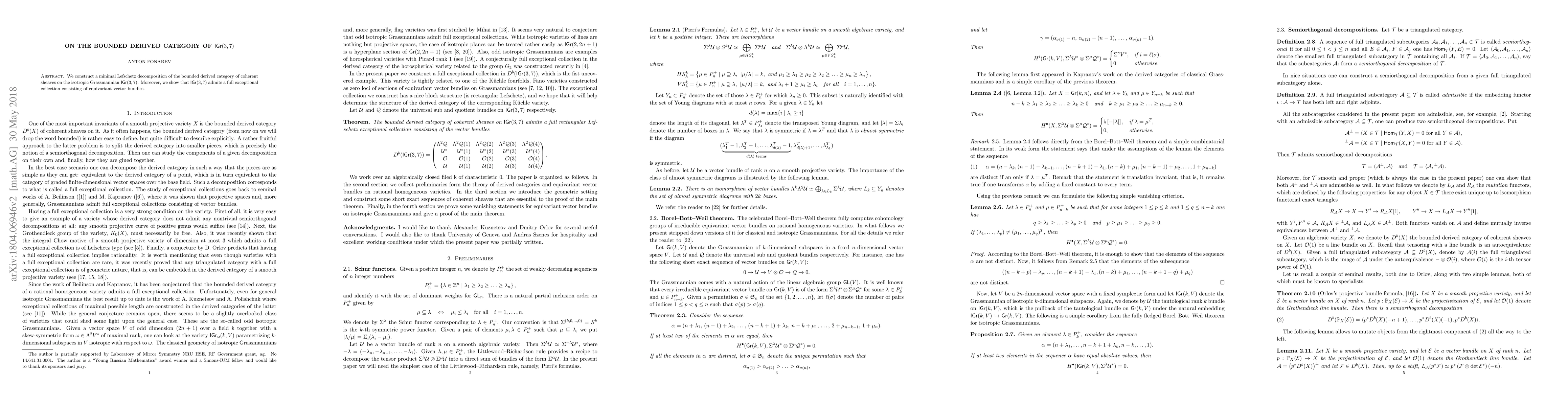 Thumbnail for On the bounded derived category of $\mathsf{IGr}(3, 7)$