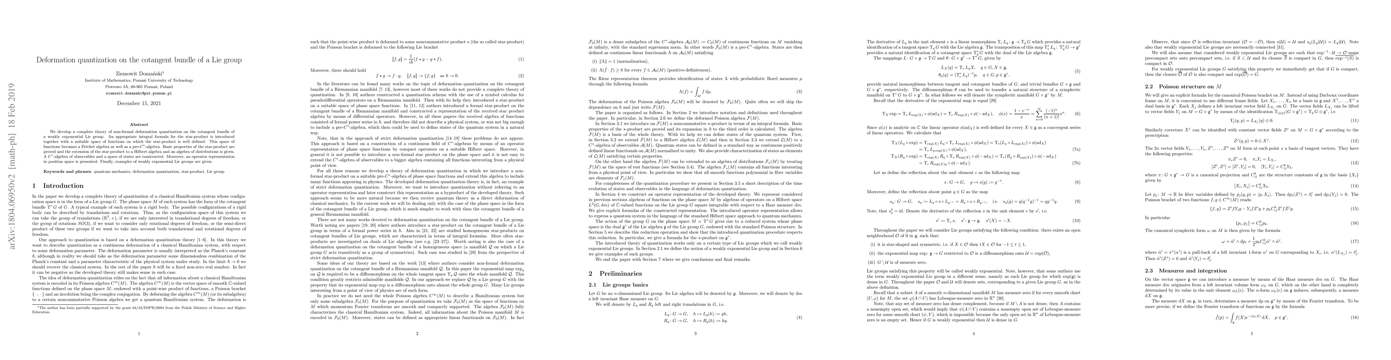 Thumbnail for Deformation quantization on the cotangent bundle of a Lie group