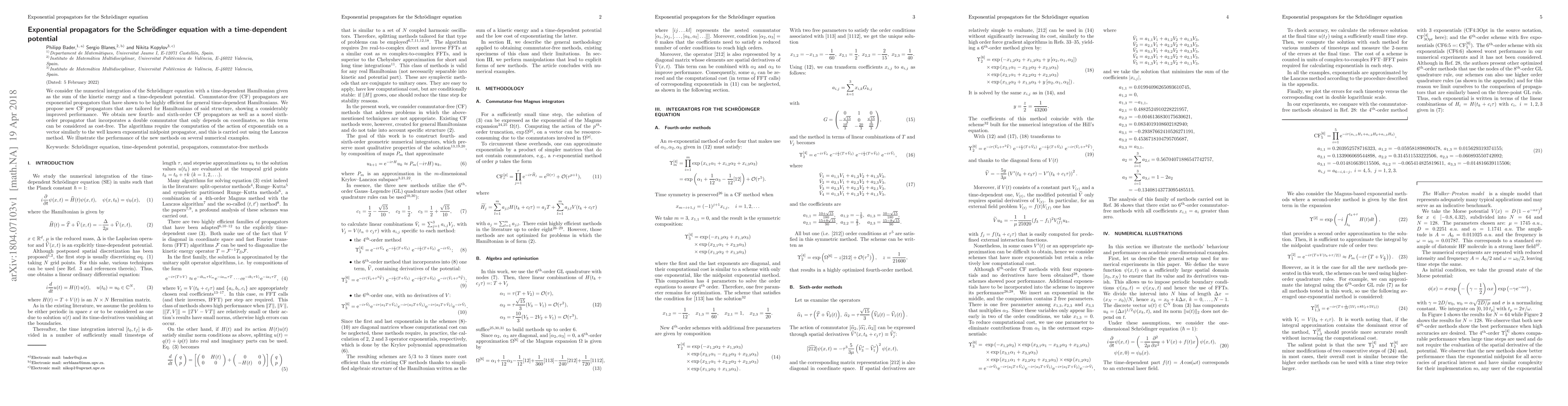 Thumbnail for Exponential propagators for the Schr\"odinger equation with a
  time-dependent potential