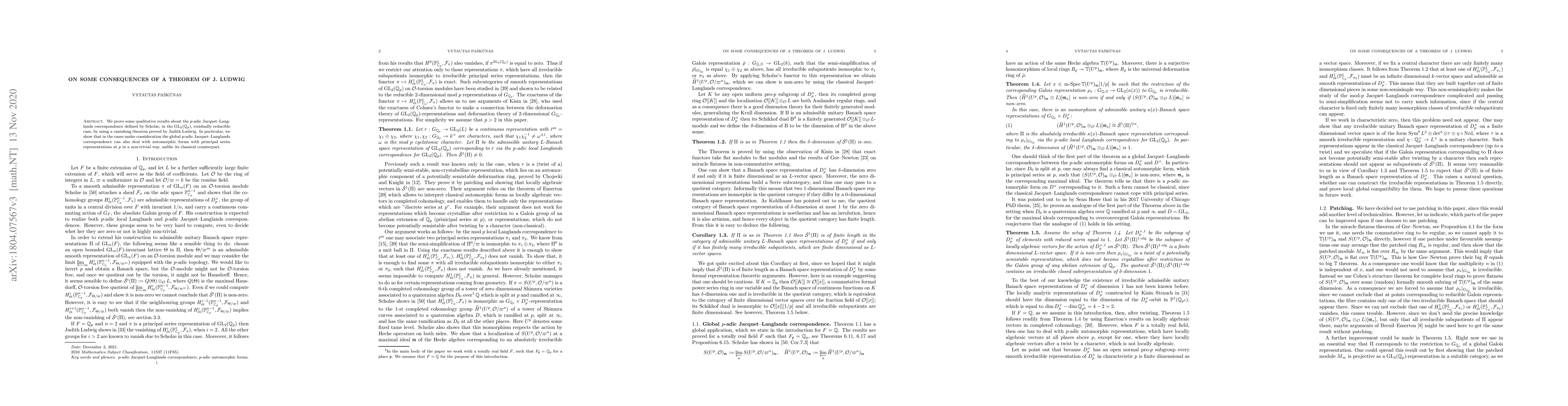 Thumbnail for On some consequences of a theorem of J. Ludwig
