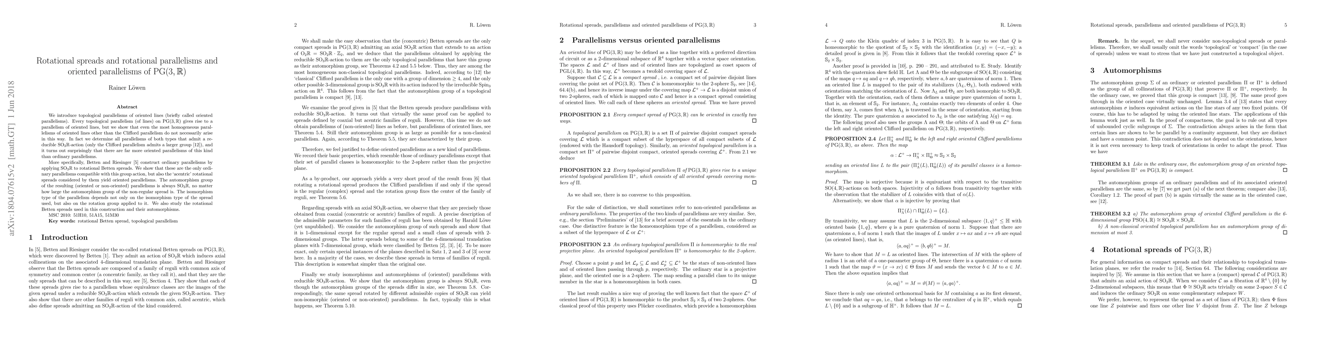 Thumbnail for Rotational spreads and rotational parallelisms and oriented parallelisms
  of PG(3,R)