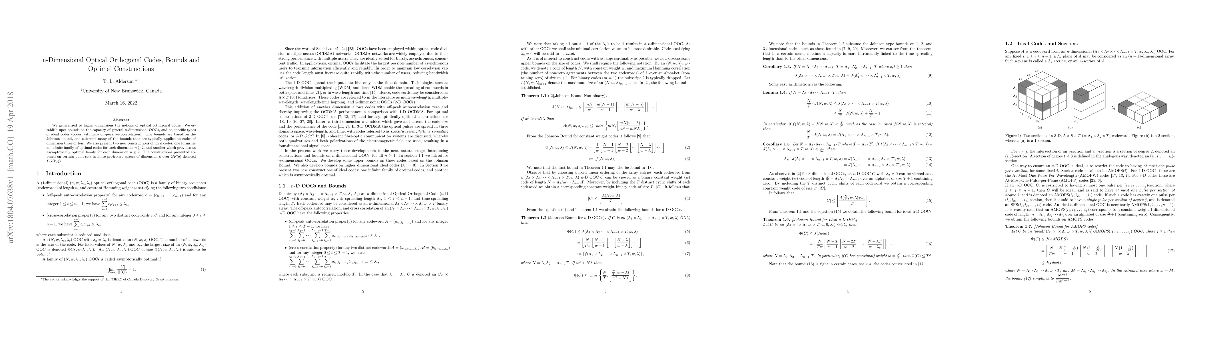 Thumbnail for n-Dimensional Optical Orthogonal Codes, Bounds and Optimal Constructions