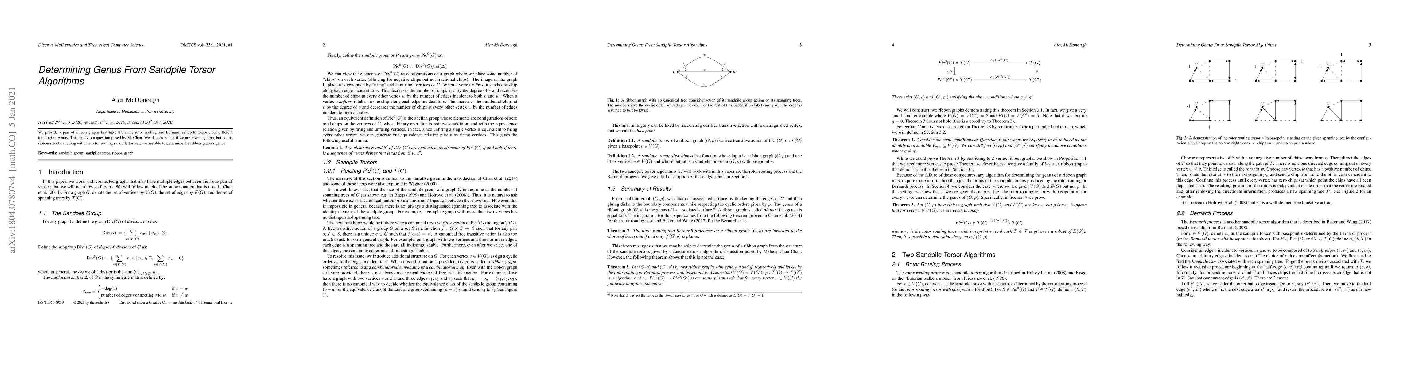 Thumbnail for Determining Genus From Sandpile Torsor Algorithms