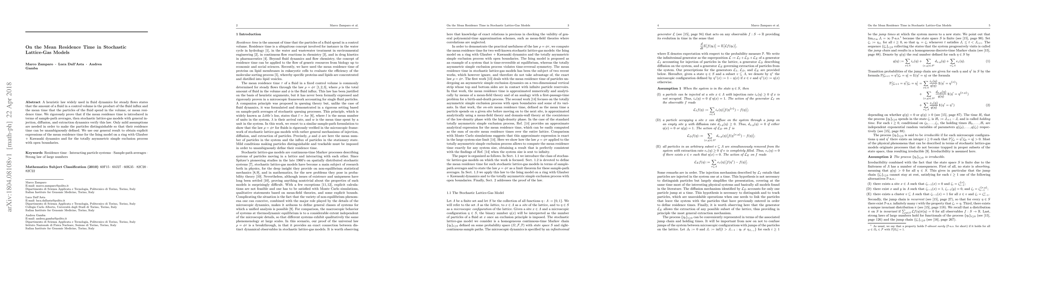 Thumbnail for On the Mean Residence Time in Stochastic Lattice-Gas Models