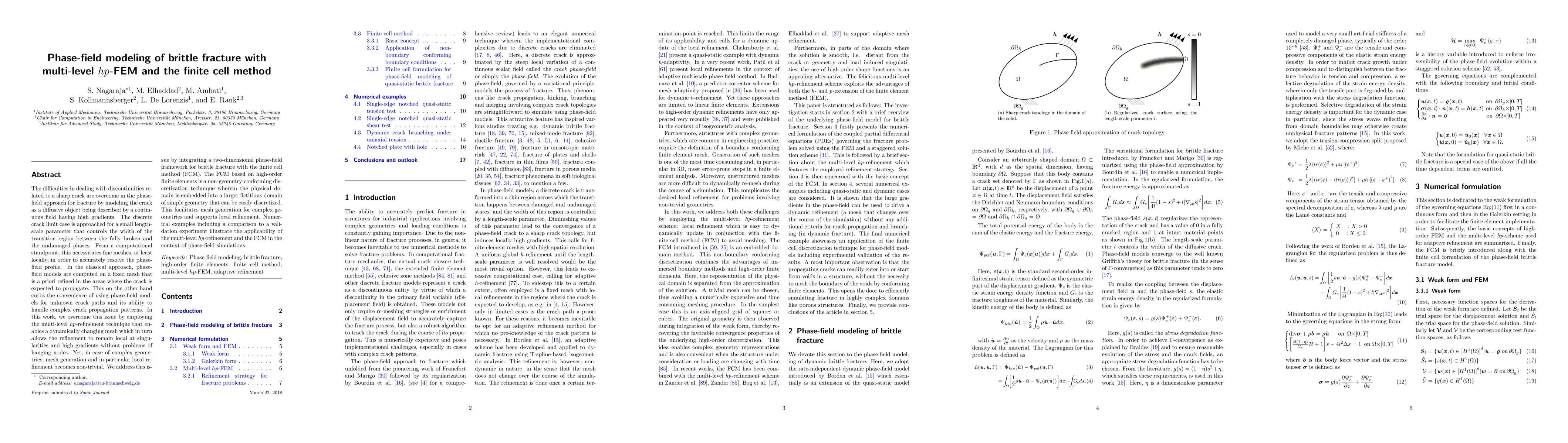 Thumbnail for Phase-field modeling of brittle fracture with multi-level hp-FEM and the
  finite cell method