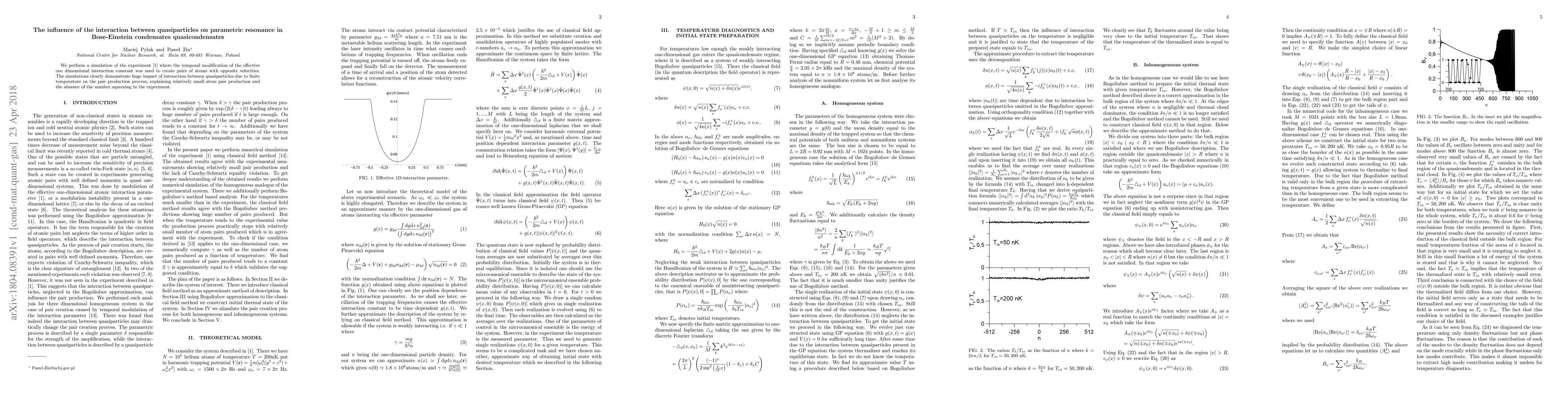 Thumbnail for The influence of the interaction between quasiparticles on parametric
  resonance in Bose-Einstein quasicondensates