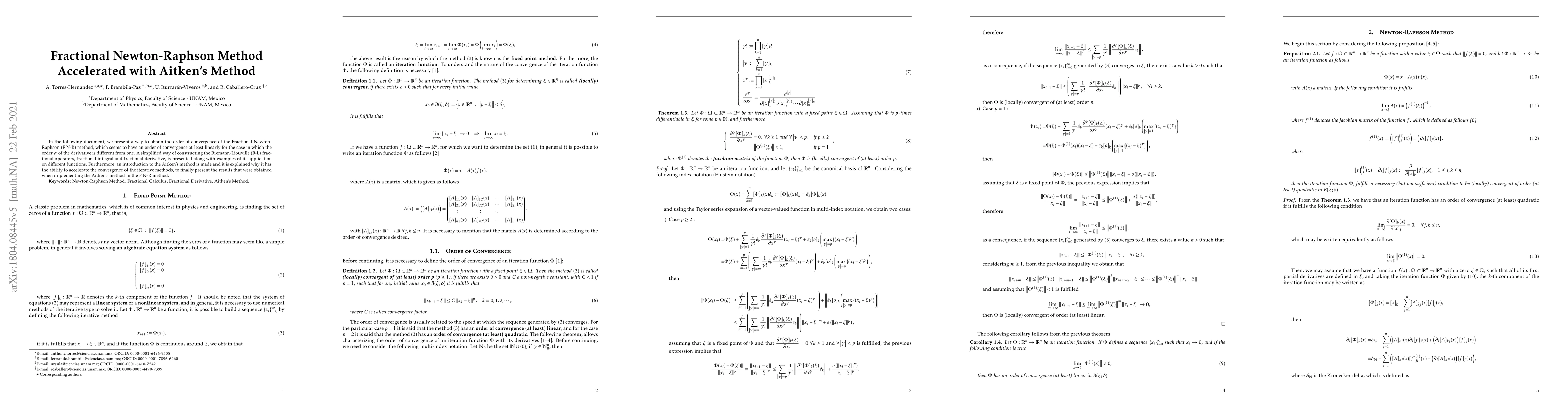 Thumbnail for Fractional Newton-Raphson Method Accelerated with Aitken's Method