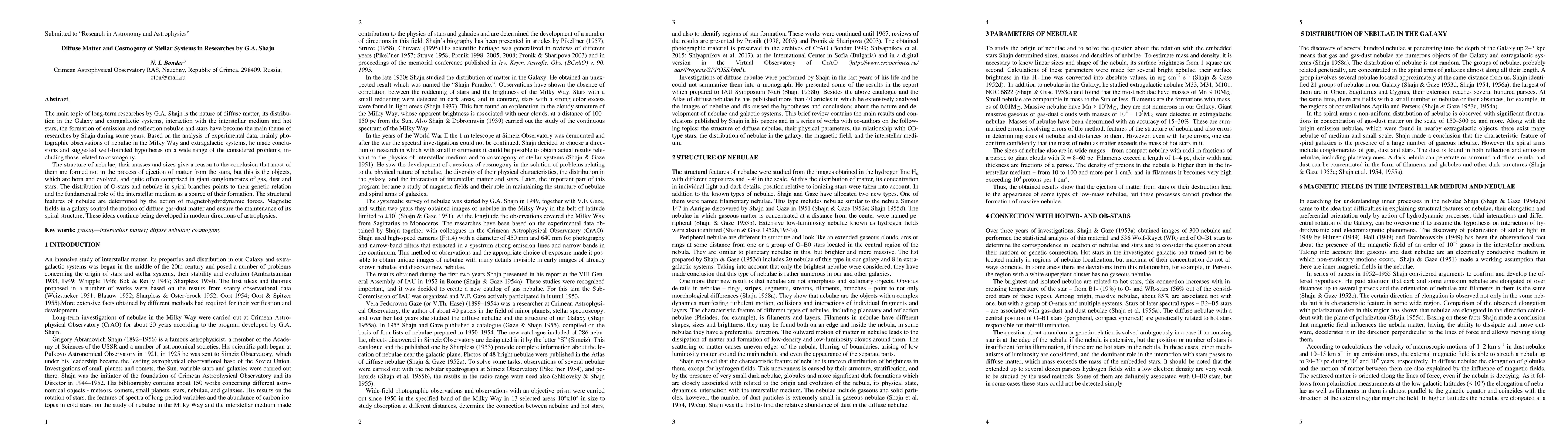 Thumbnail for Diffuse matter and cosmogony of stellar systems in researches by Shajn