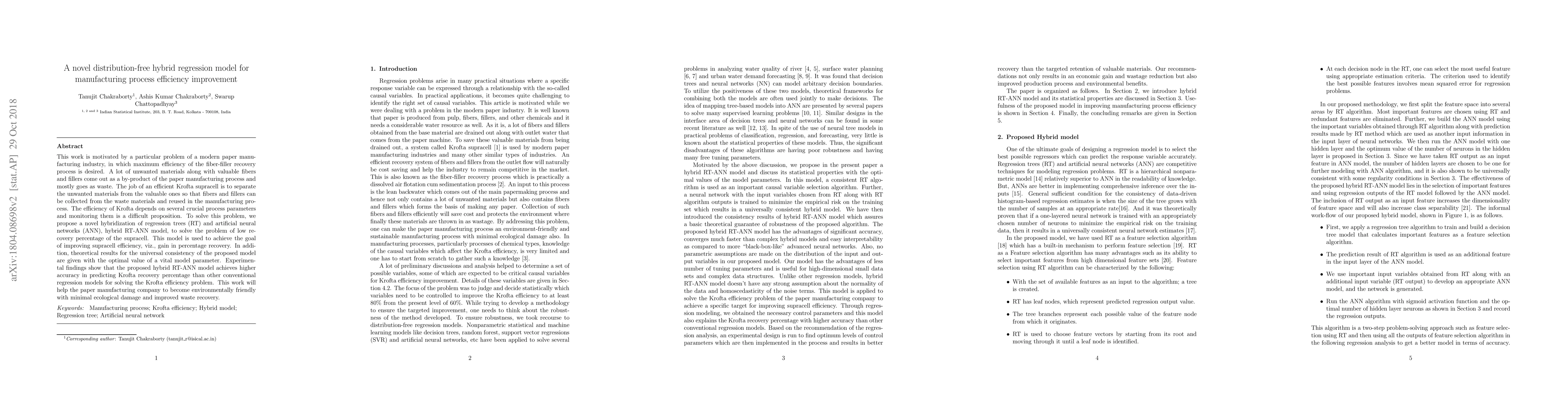 Thumbnail for A novel distribution-free hybrid regression model for manufacturing
  process efficiency improvement