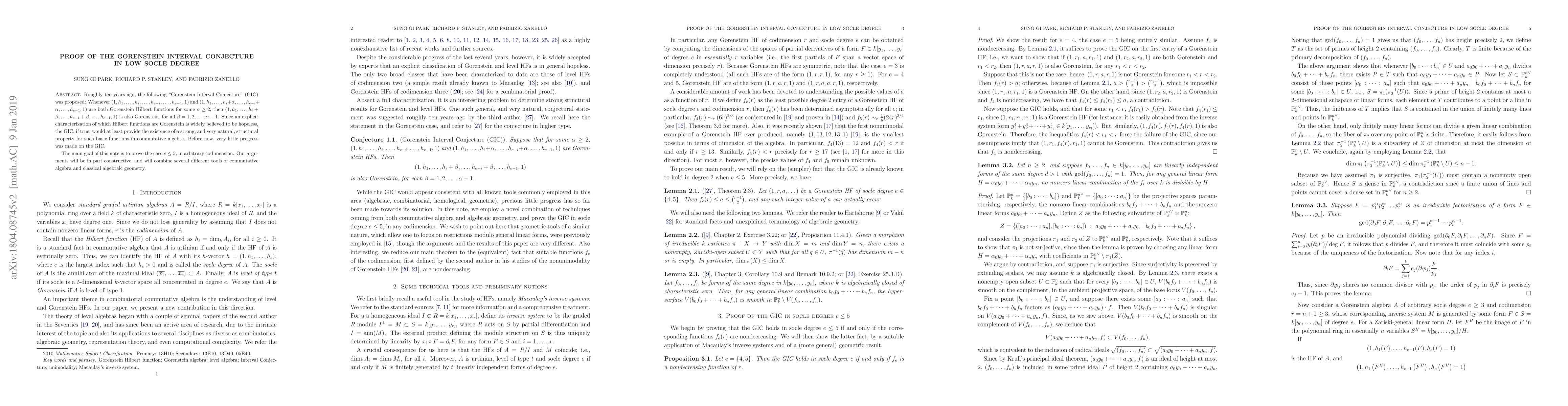 Thumbnail for Proof of the Gorenstein Interval Conjecture in low socle degree