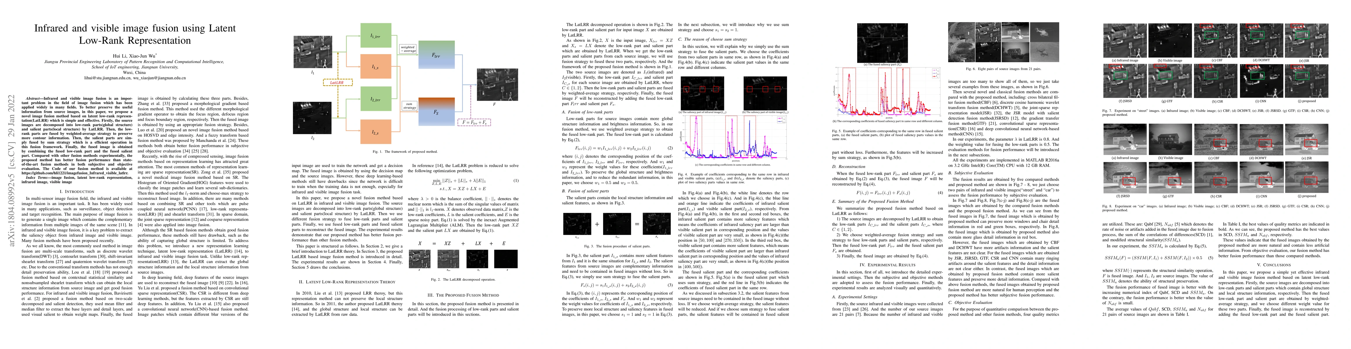 Thumbnail for Infrared and visible image fusion using Latent Low-Rank Representation