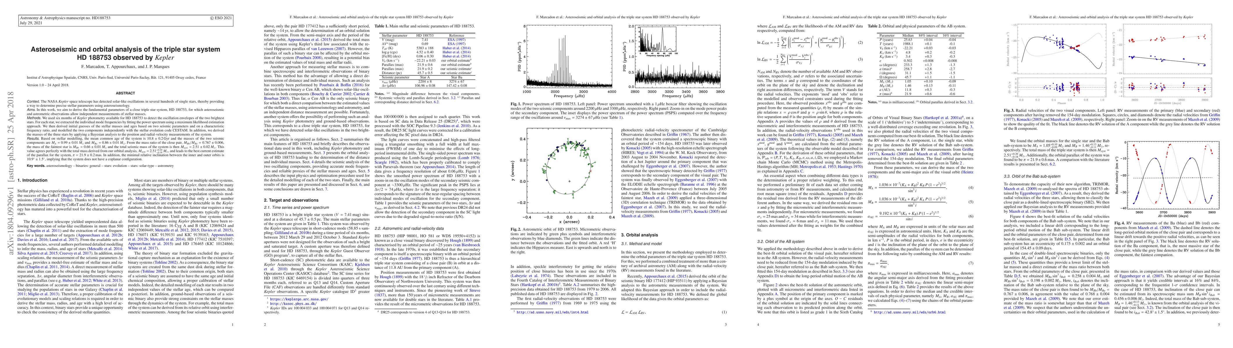 Thumbnail for Asteroseismic and orbital analysis of the triple star system HD 188753
  observed by Kepler