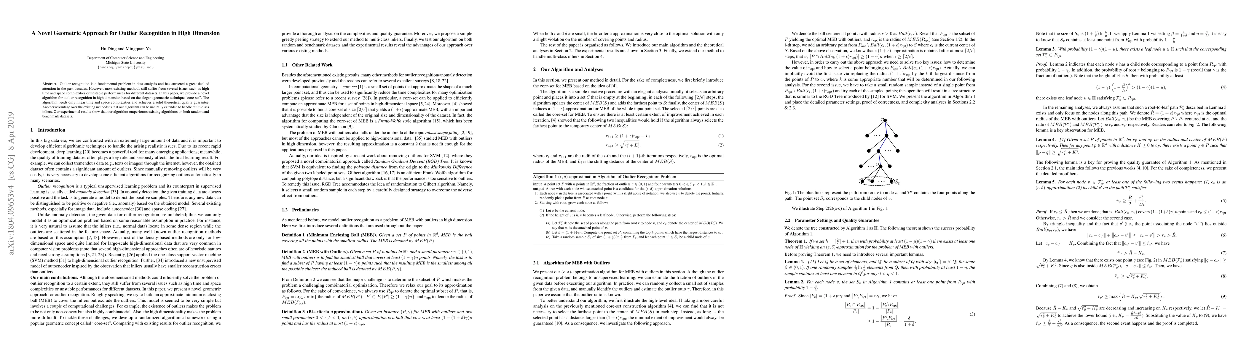 Thumbnail for A Novel Geometric Approach for Outlier Recognition in High Dimension
