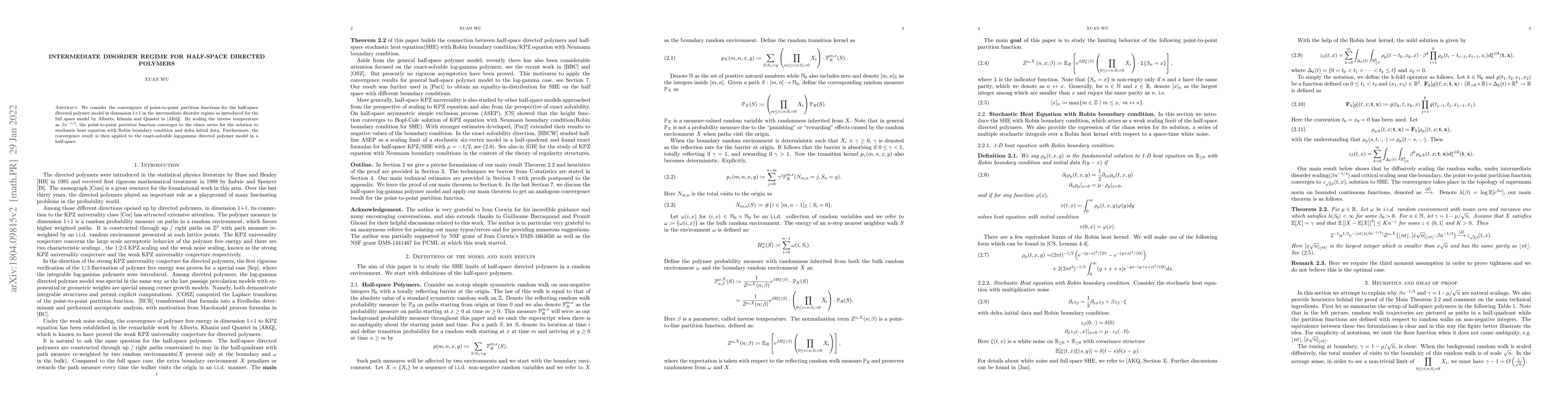 Thumbnail for Intermediate Disorder regime for half-space directed polymers