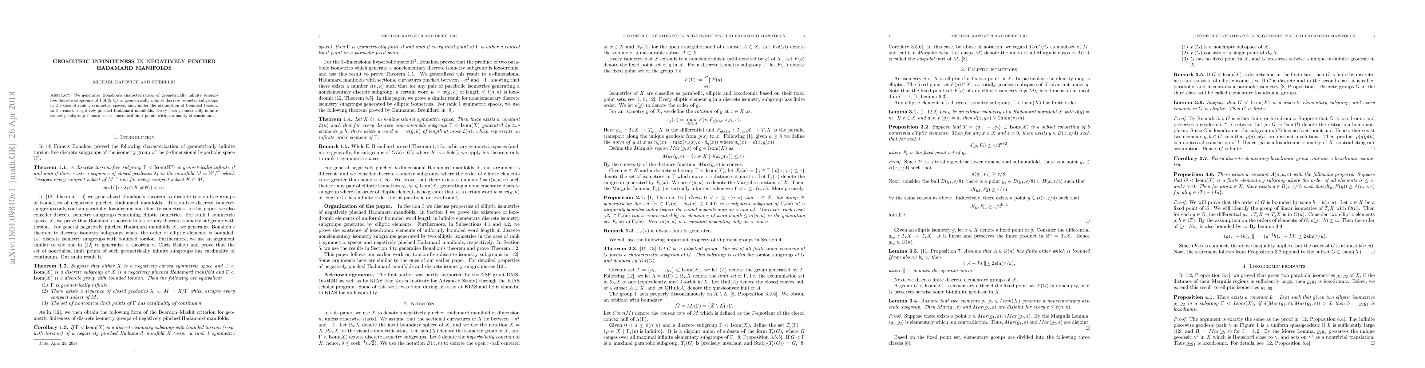 Thumbnail for Geometric infiniteness in negatively pinched Hadamard manifolds