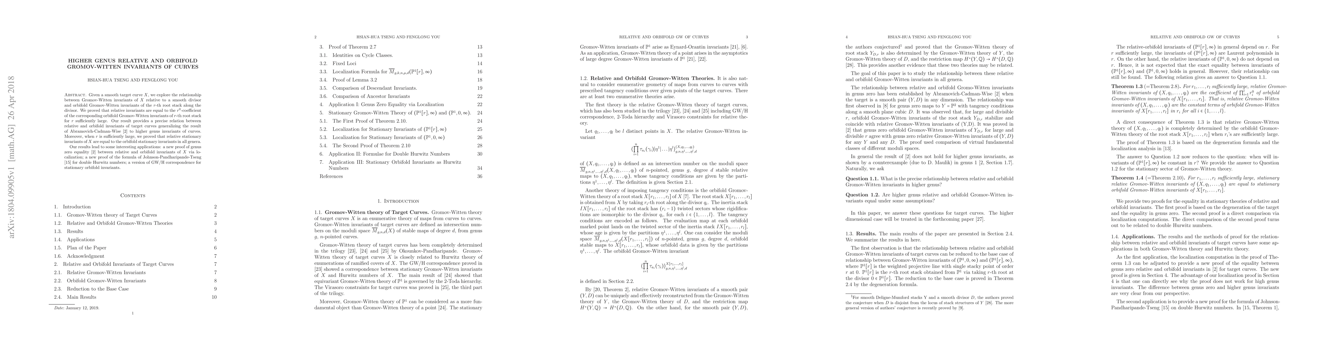 Thumbnail for Higher genus relative and orbifold Gromov-Witten invariants of curves