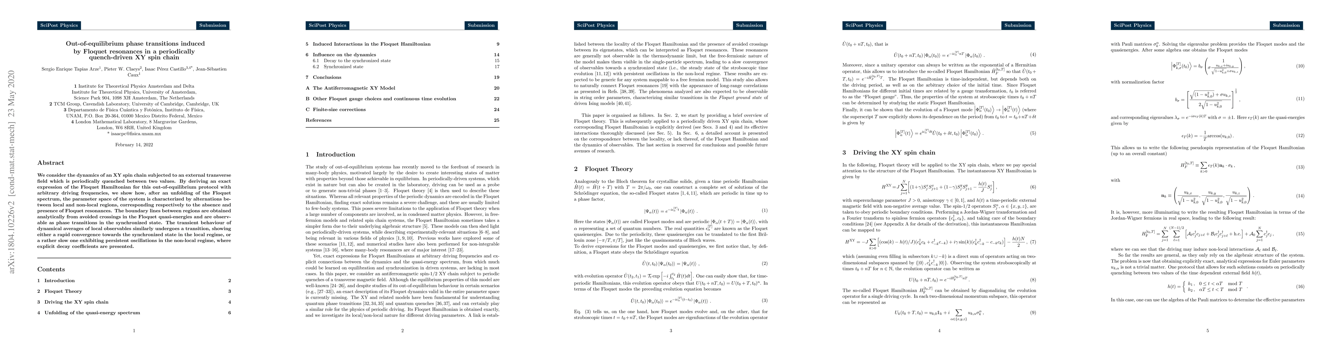 Thumbnail for Out-of-equilibrium phase transitions induced by Floquet resonances in a
  periodically quench-driven XY spin chain