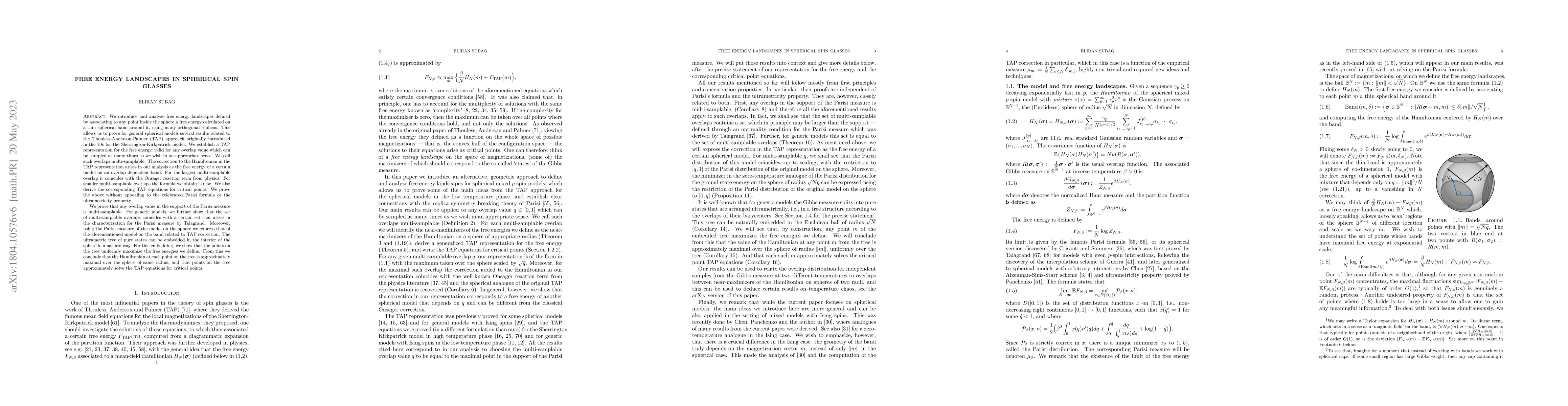 Thumbnail for Free energy landscapes in spherical spin glasses