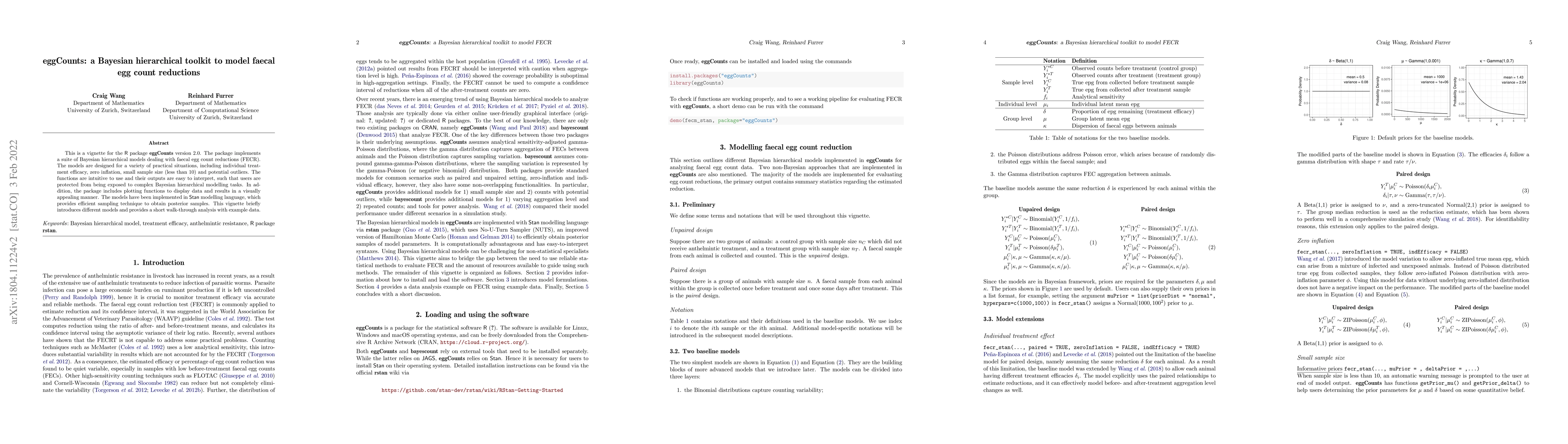 Thumbnail for EggCounts: a Bayesian hierarchical toolkit to model faecal egg count
  reductions