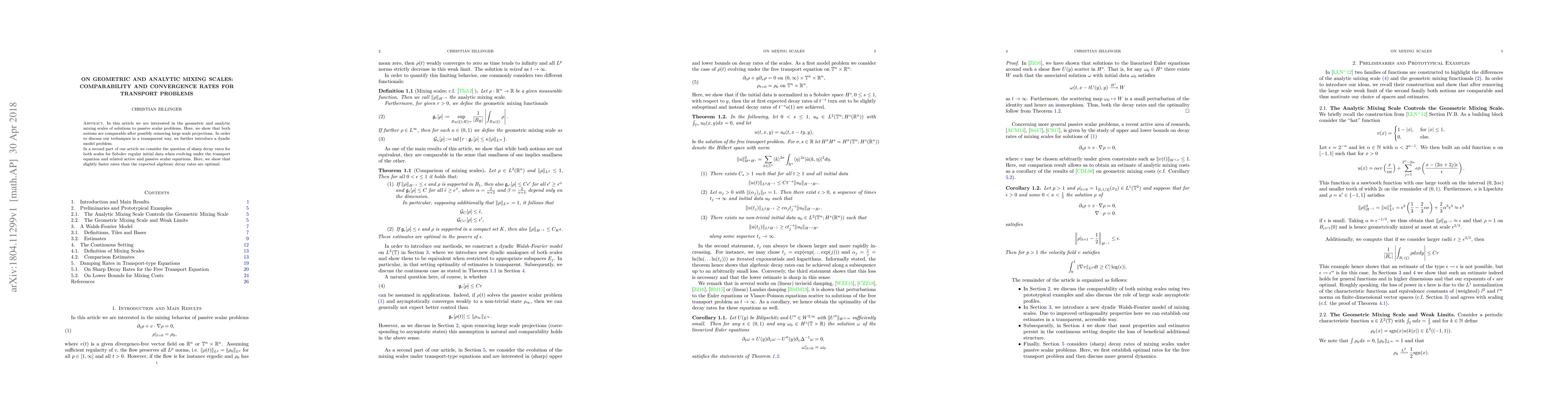 Thumbnail for On geometric and analytic mixing scales: comparability and convergence
  rates for transport problems