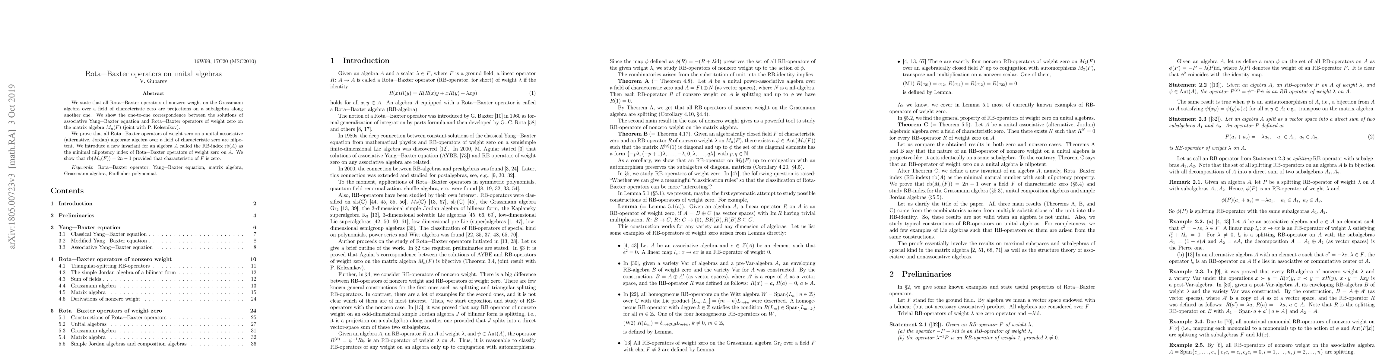 Thumbnail for Rota-Baxter operators on unital algebras