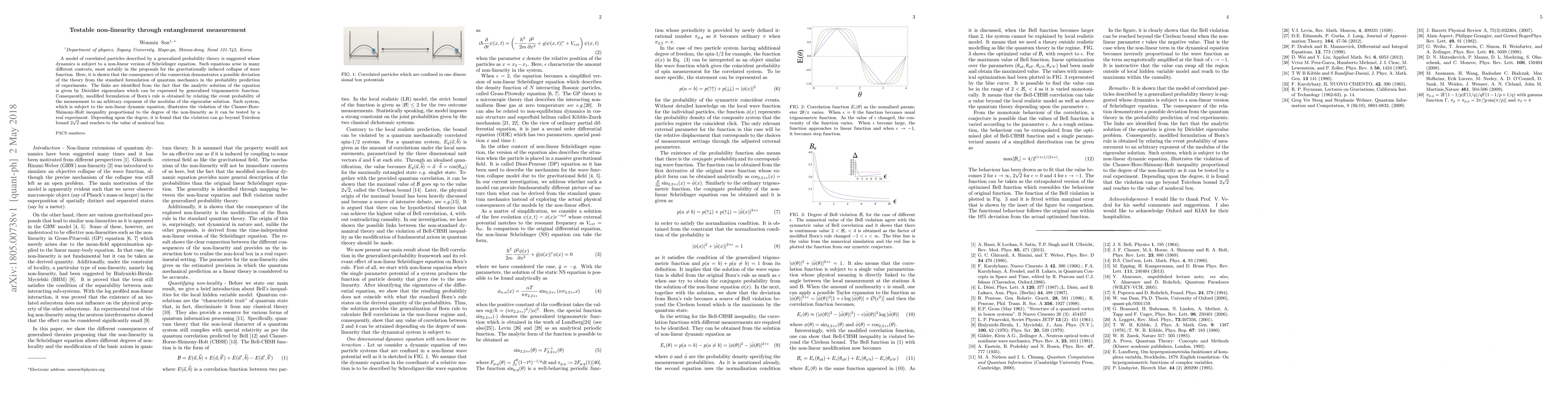 Thumbnail for Testable non-linearity through entanglement measurement
