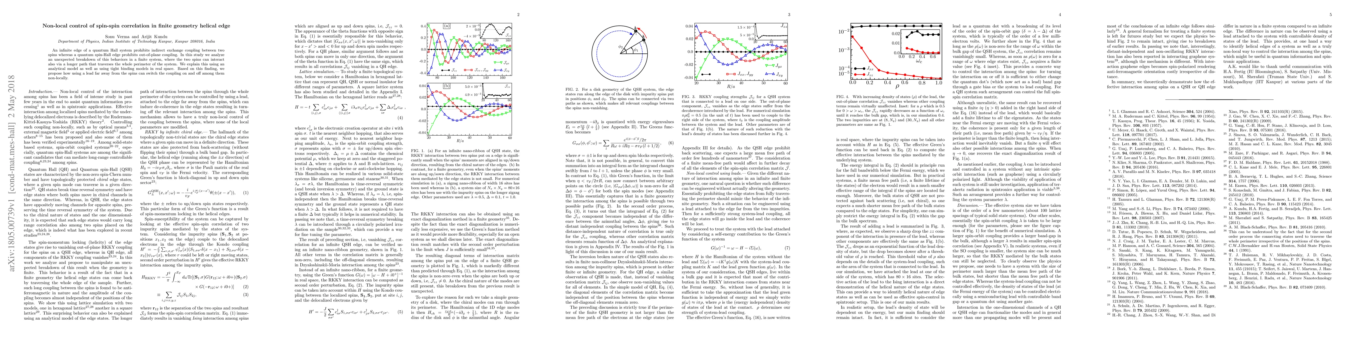 Thumbnail for Non-local control of spin-spin correlation in finite geometry helical
  edge