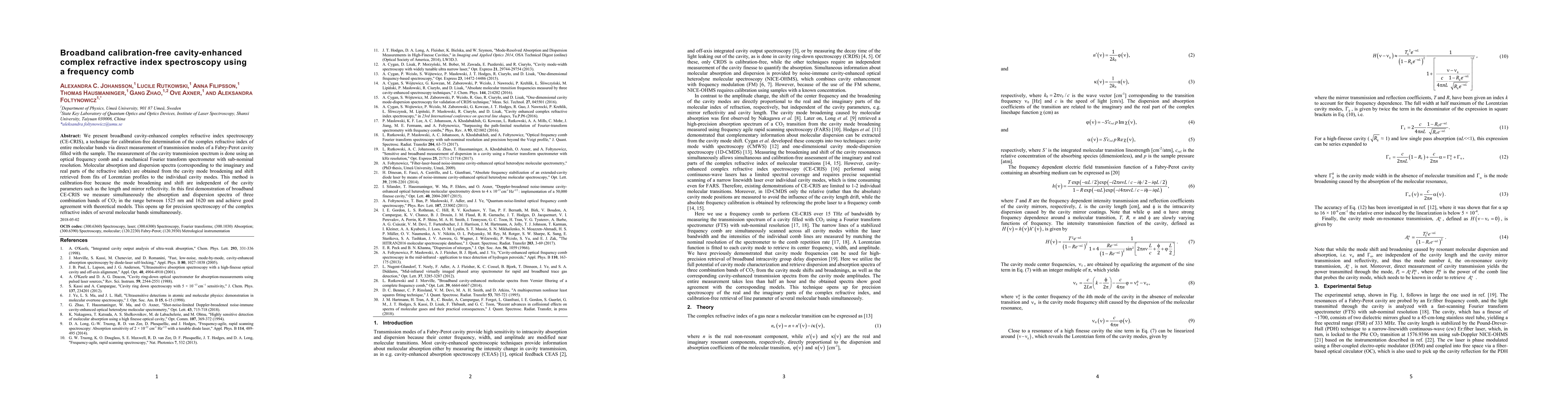 Thumbnail for Broadband calibration-free cavity-enhanced complex refractive index
  spectroscopy using a frequency comb