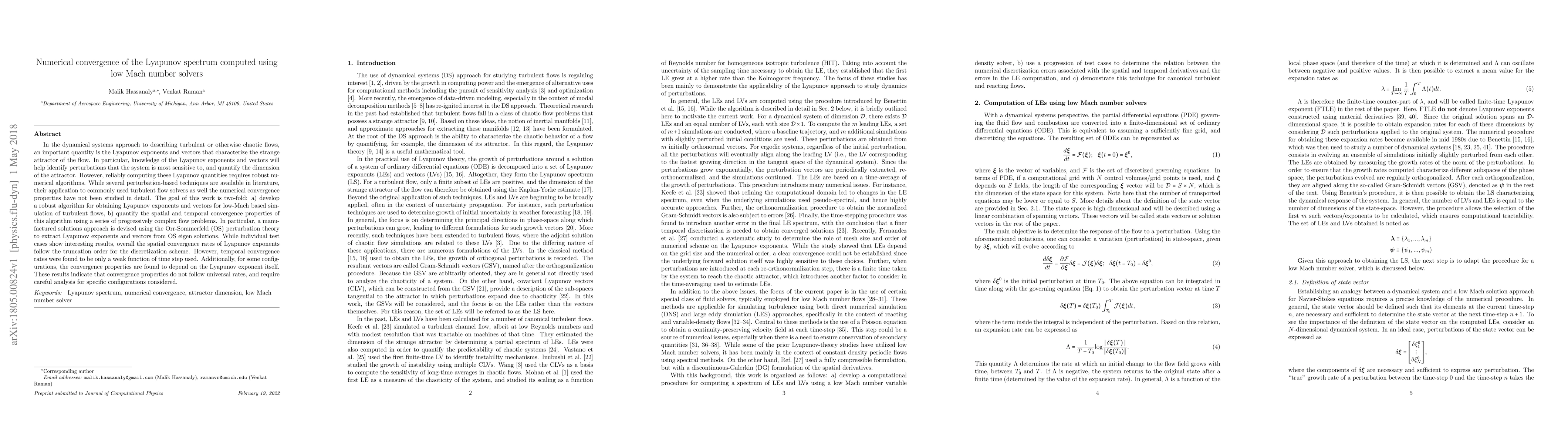 Thumbnail for Numerical convergence of the Lyapunov spectrum computed using low Mach
  number solvers