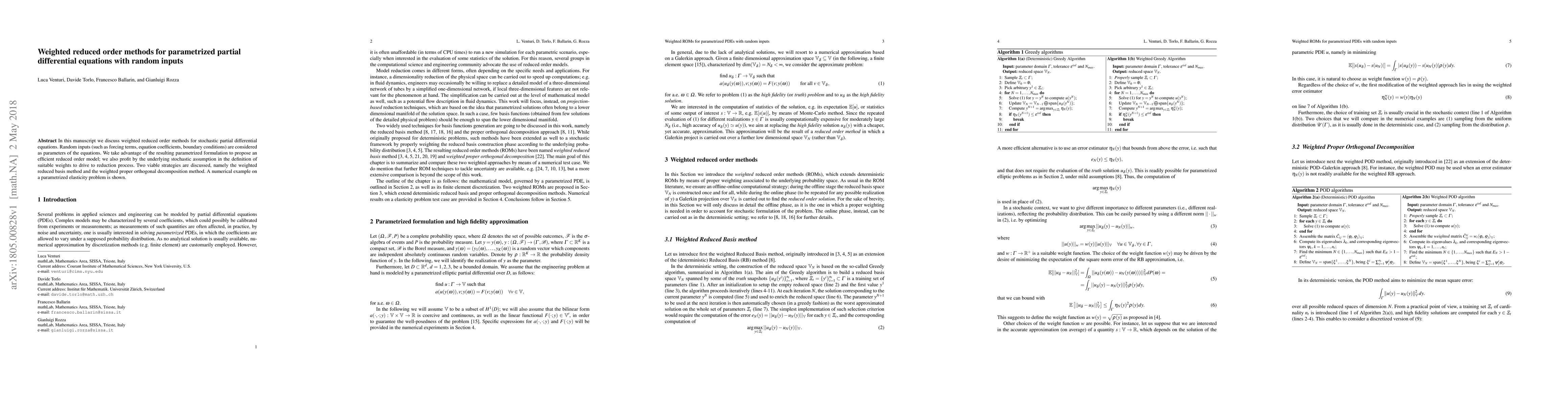 Thumbnail for Weighted reduced order methods for parametrized partial differential
  equations with random inputs