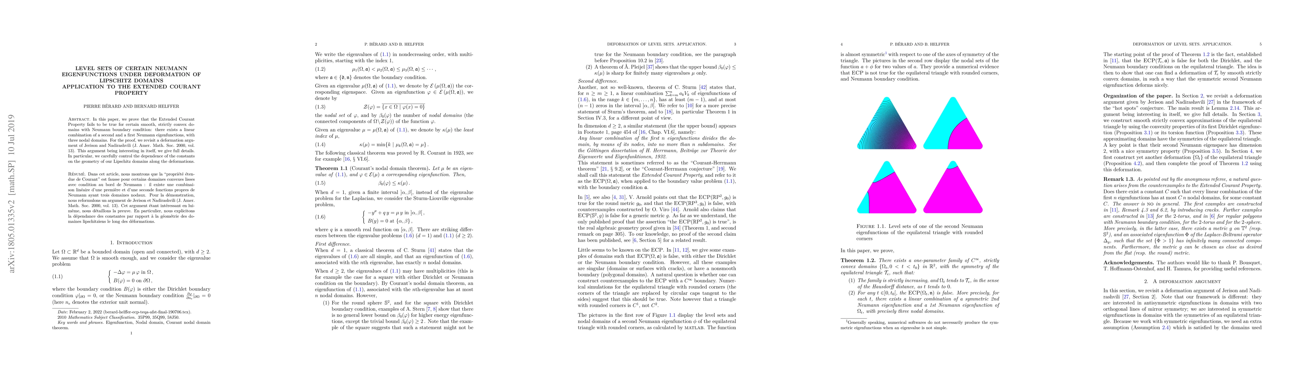 Thumbnail for Level sets of certain Neumann eigenfunctions under deformation of
  Lipschitz domains. Application to the Extended Courant Property