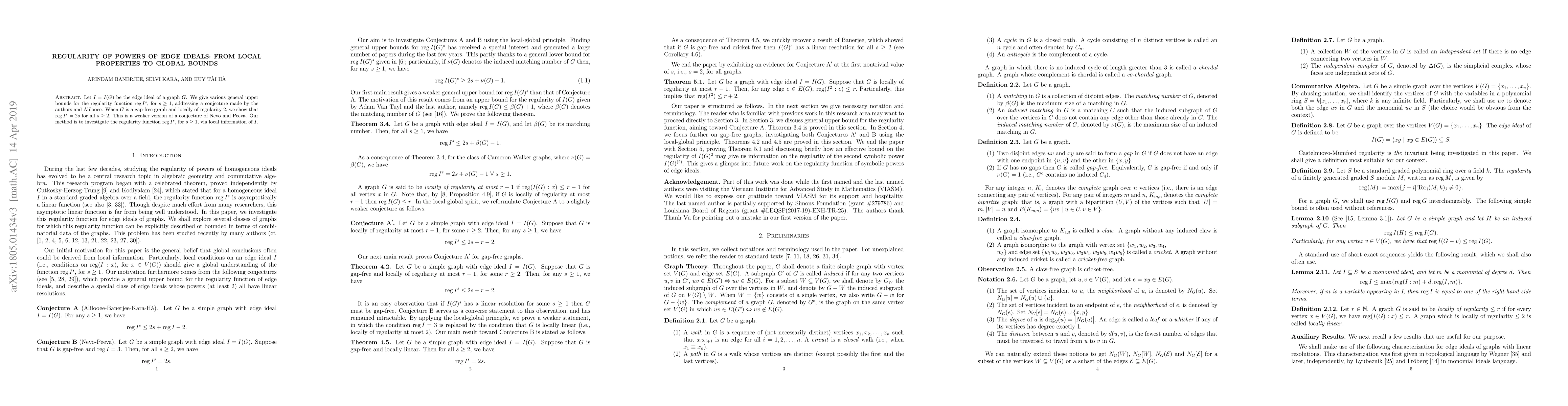 Thumbnail for Regularity of powers of edge ideals: from local properties to global
  bounds