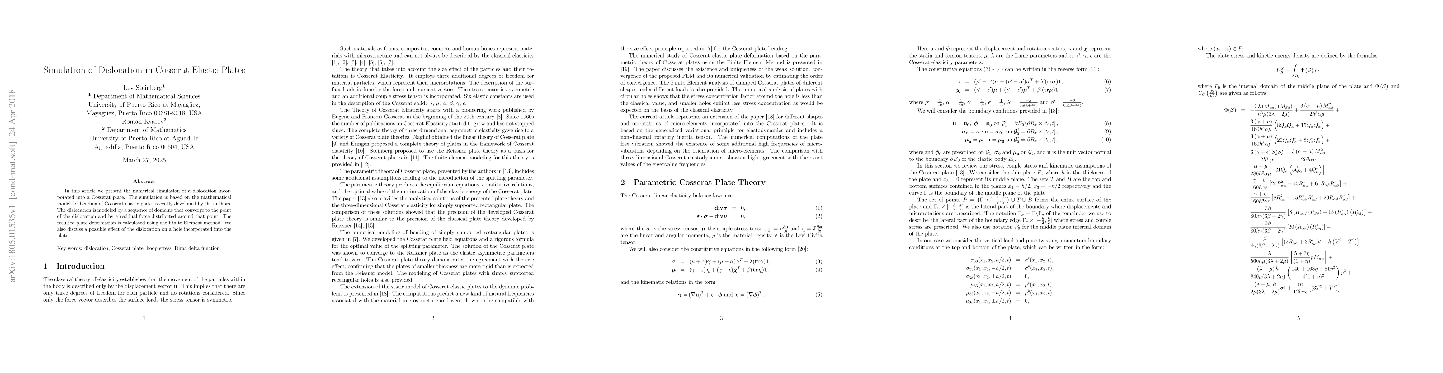 Thumbnail for Simulation of Dislocation in Cosserat Elastic Plates