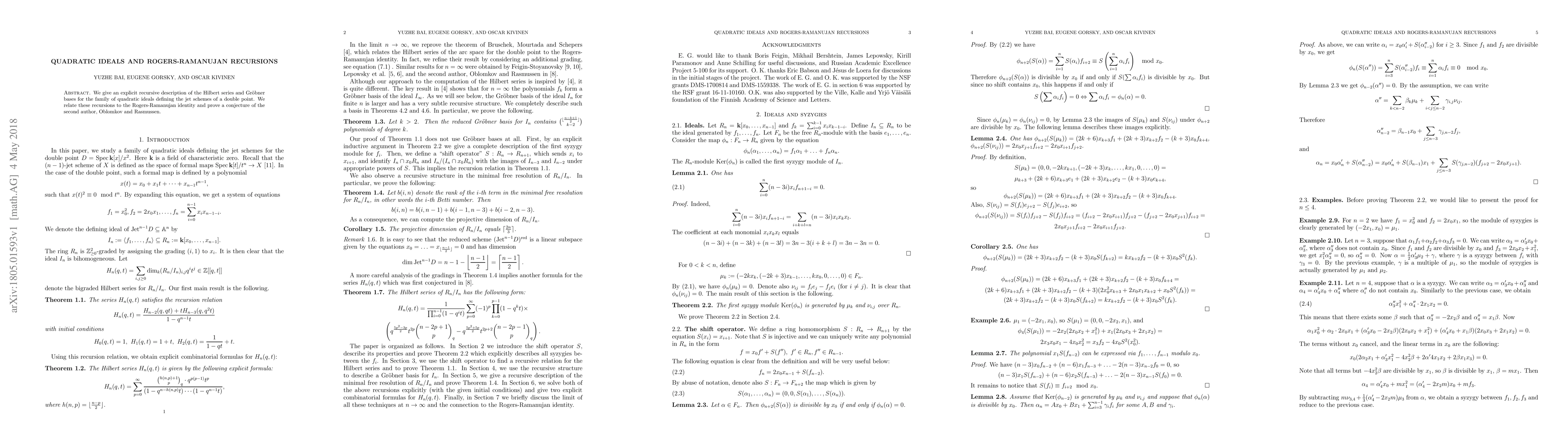 Thumbnail for Quadratic ideals and Rogers-Ramanujan recursions