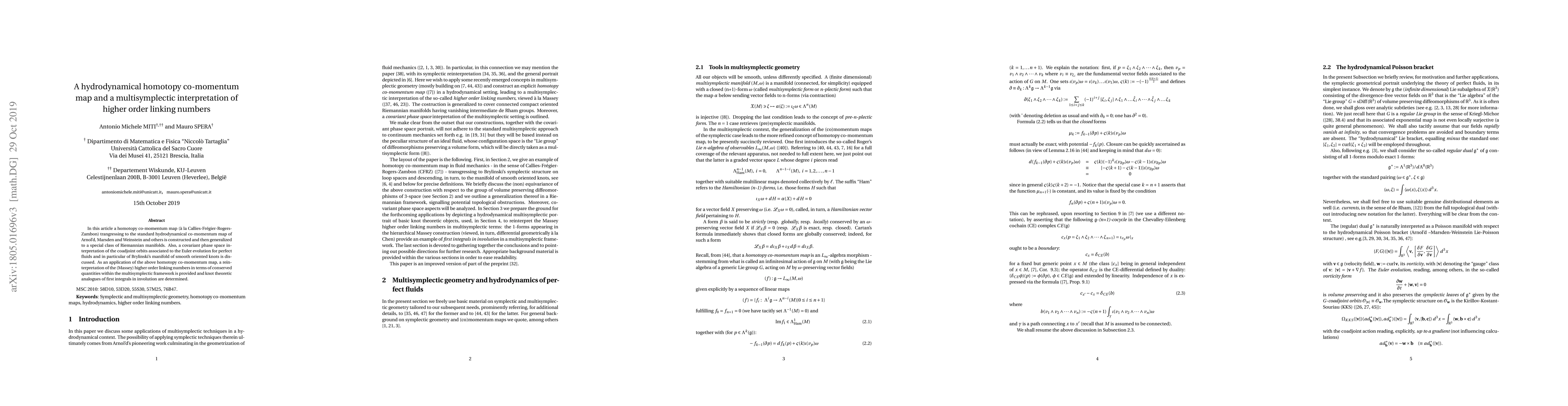 Thumbnail for A hydrodynamical homotopy co-momentum map and a multisymplectic
  interpretation of higher order linking numbers