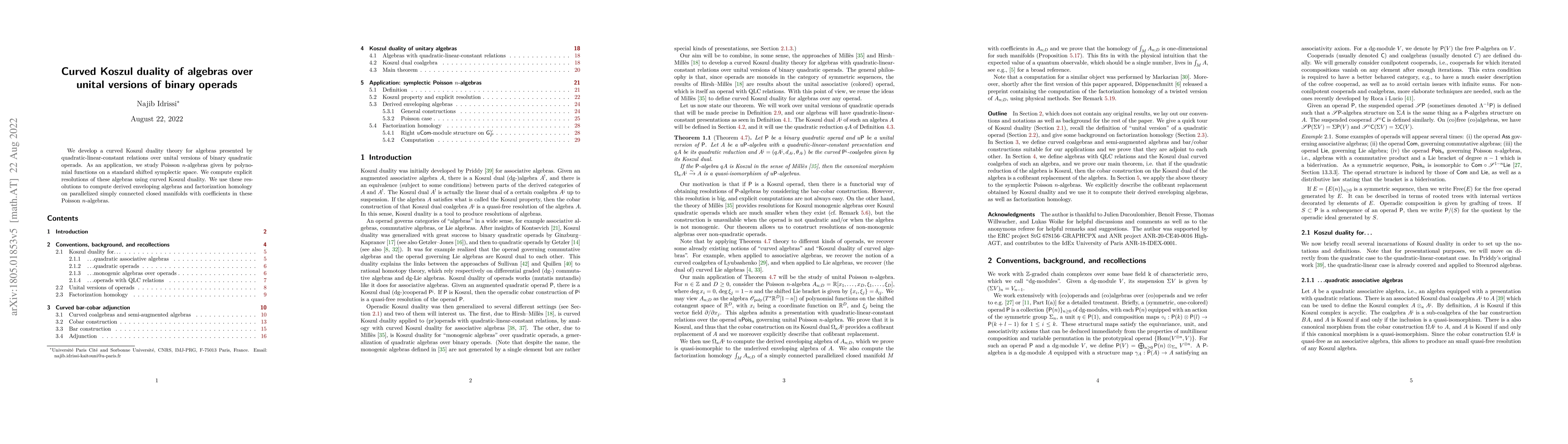 Thumbnail for Curved Koszul duality of algebras over unital versions of binary operads