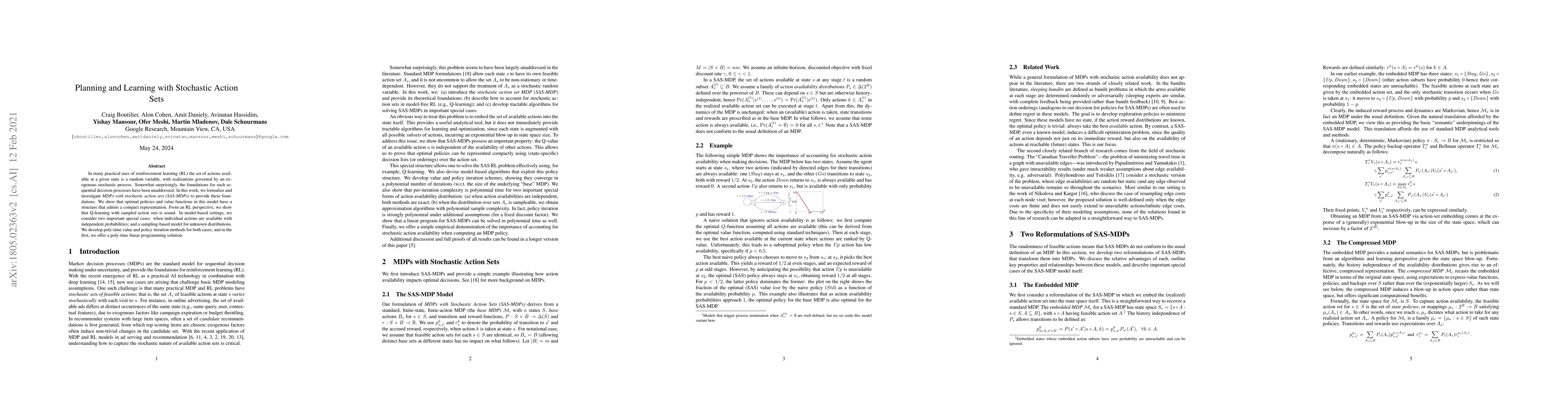 Thumbnail for Planning and Learning with Stochastic Action Sets