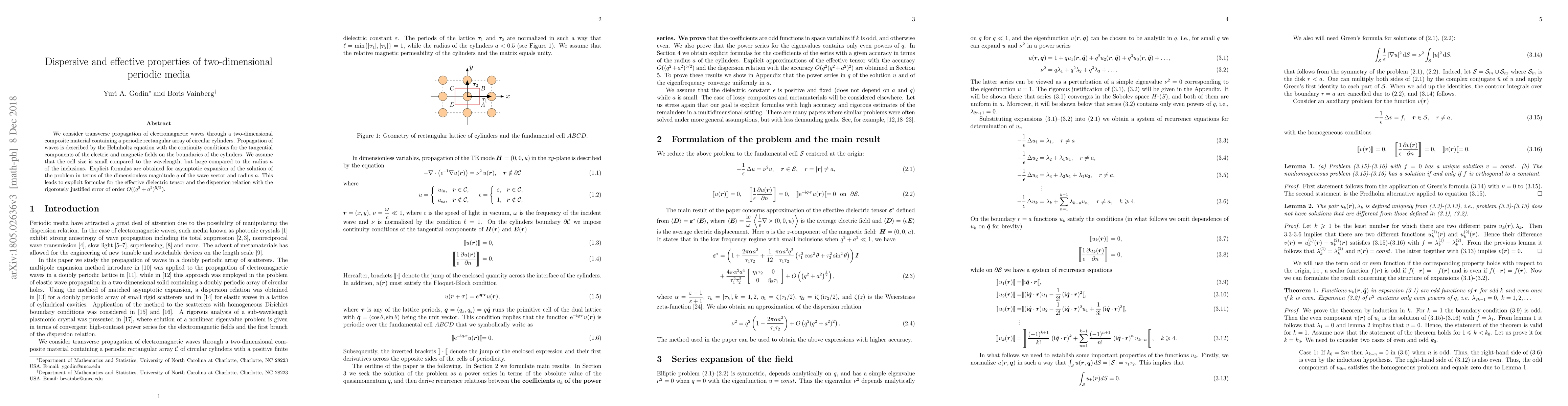 Thumbnail for Dispersive and effective properties of two-dimensional periodic media