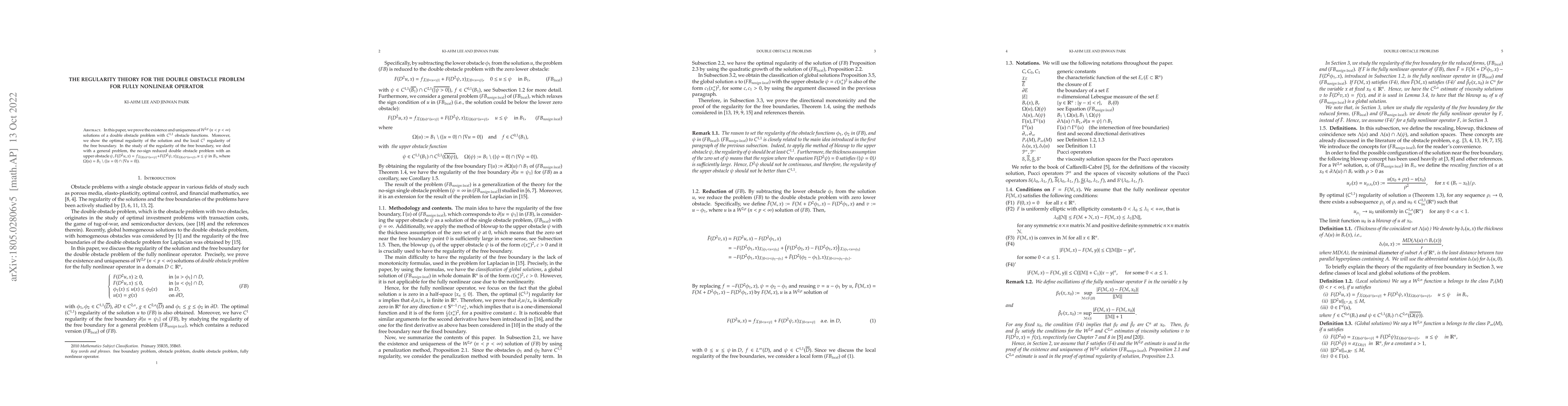 Thumbnail for The Regularity Theory for the Double Obstacle Problem for Fully
  Nonlinear Operator