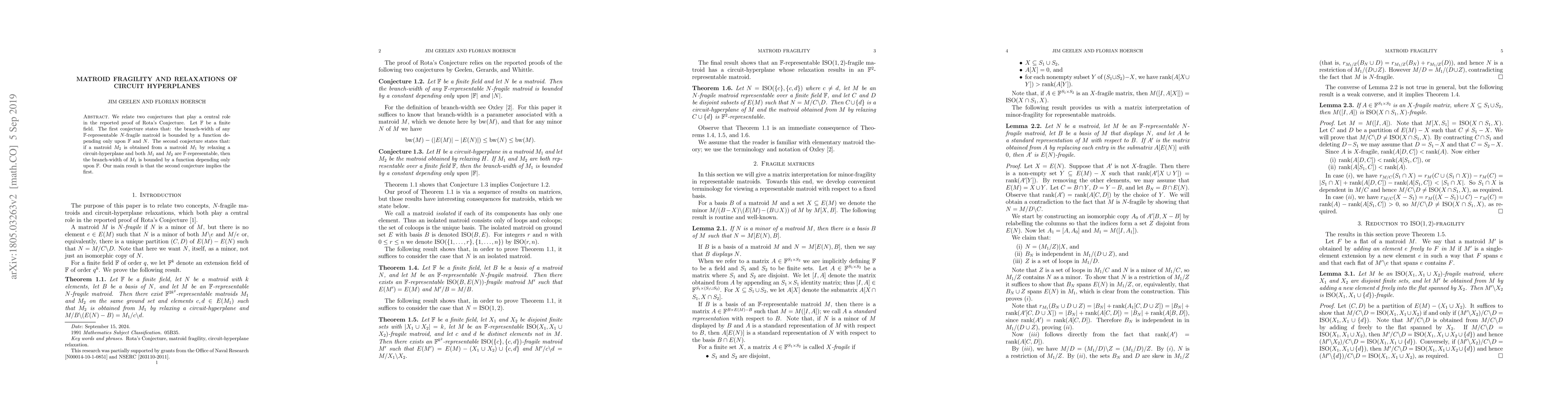 Thumbnail for Matroid fragility and relaxations of circuit hyperplanes