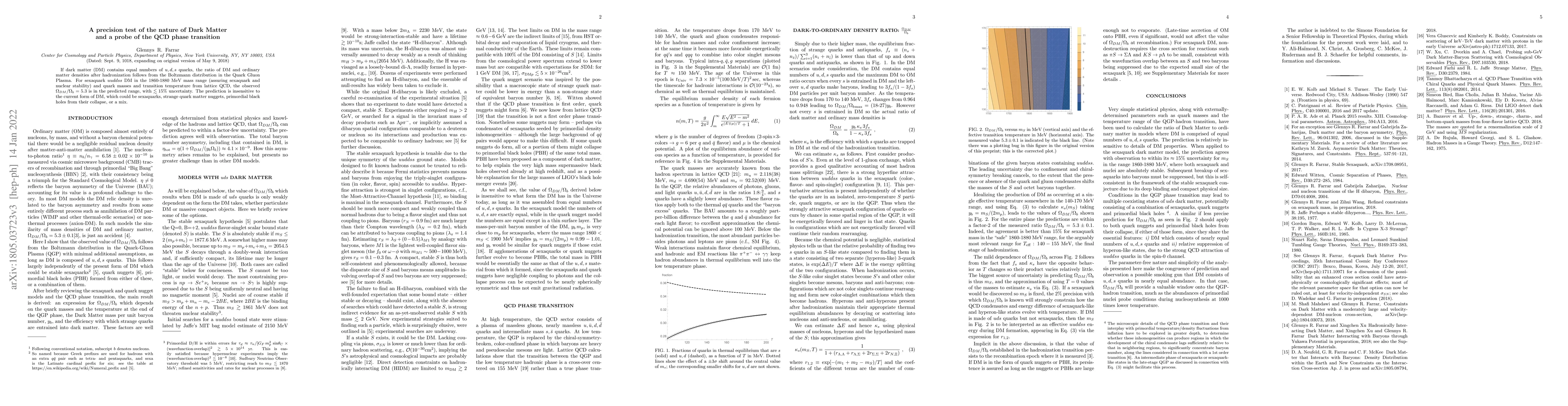 Thumbnail for A precision test of the nature of Dark Matter and a probe of the QCD
  phase transition