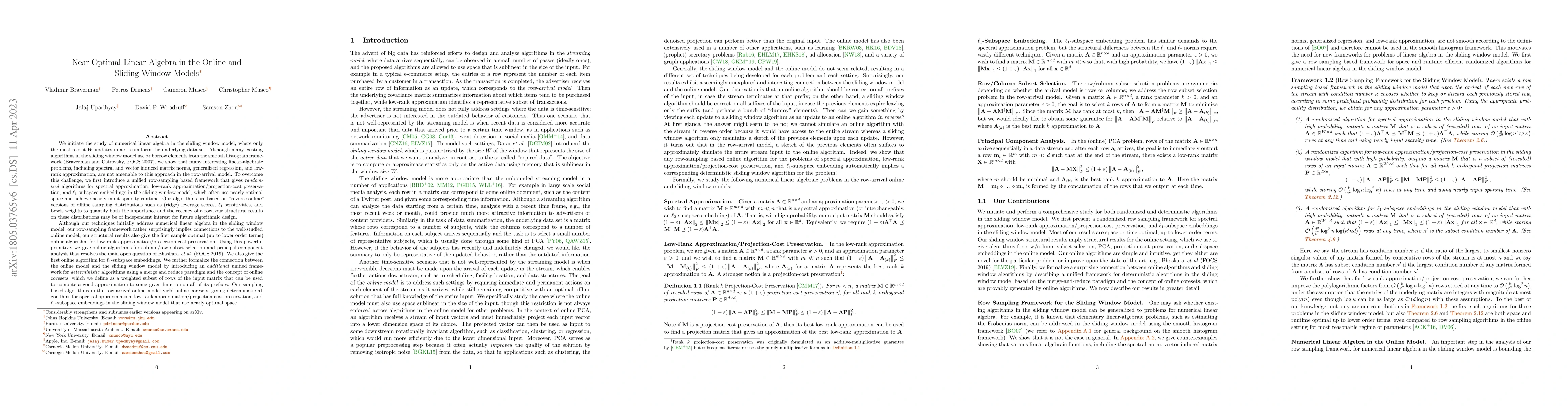 Thumbnail for Near Optimal Linear Algebra in the Online and Sliding Window Models