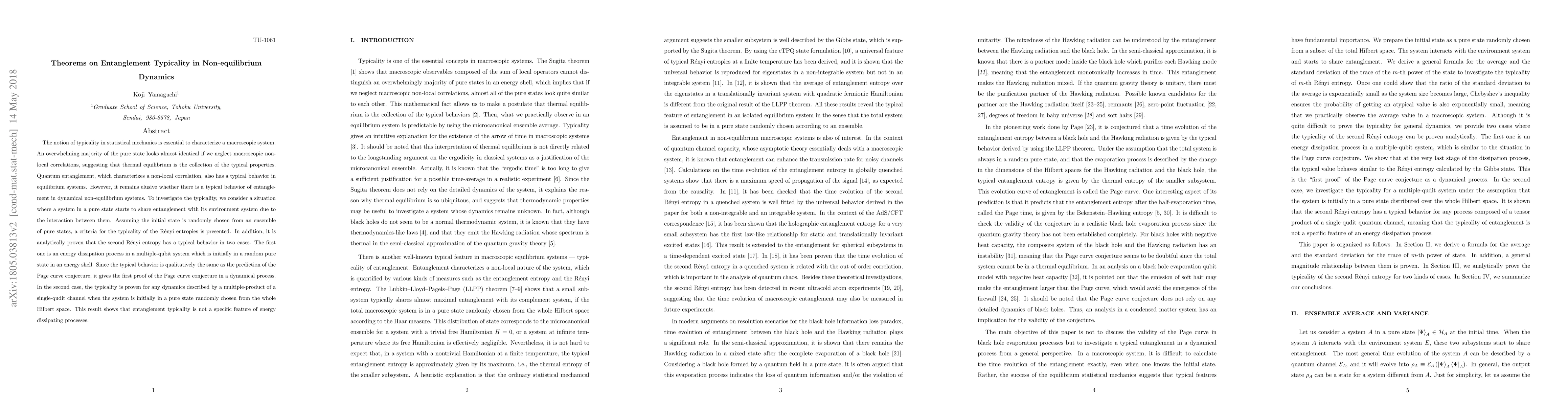 Thumbnail for Theorems on Entanglement Typicality in Non-equilibrium Dynamics