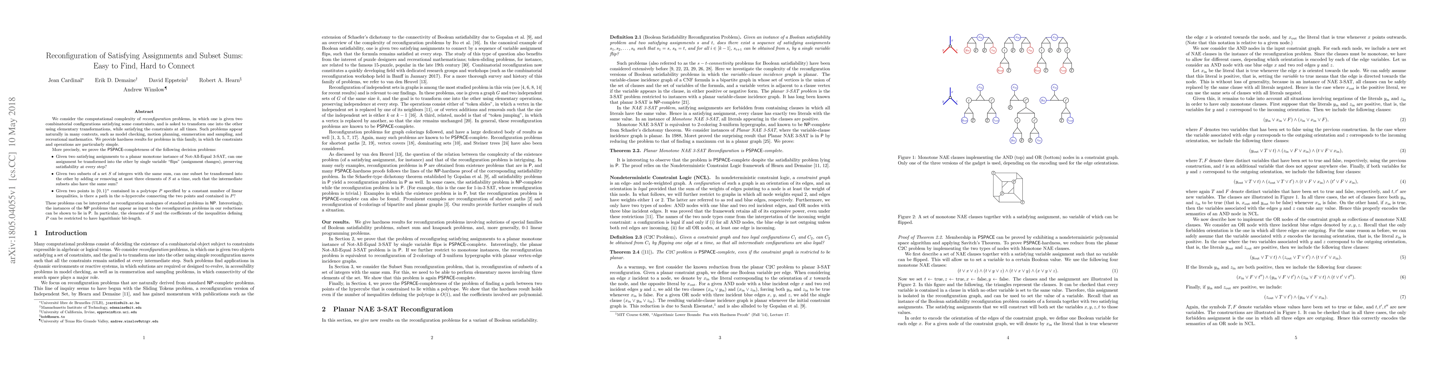 Thumbnail for Reconfiguration of Satisfying Assignments and Subset Sums: Easy to Find,
  Hard to Connect